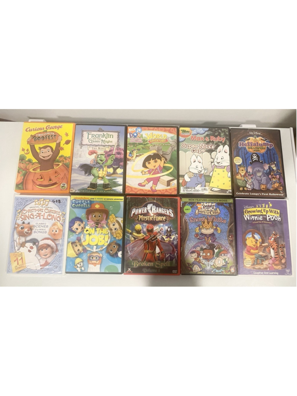 Lot of 10 Kids DVDs Franklin Rugrats Power Rangers Dora Max & Ruby Winnie Pooh